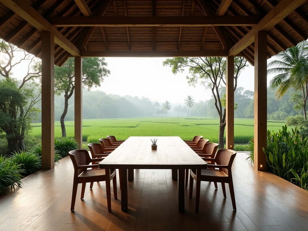 Ubud jungle pavilion arranged as an executive board-meeting retreat venue